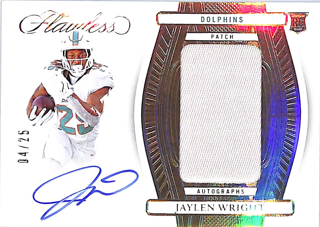 2024 Flawless Jaylen Wright Auto Autograph Rookie RC Patch Jersey /25 Dolphins