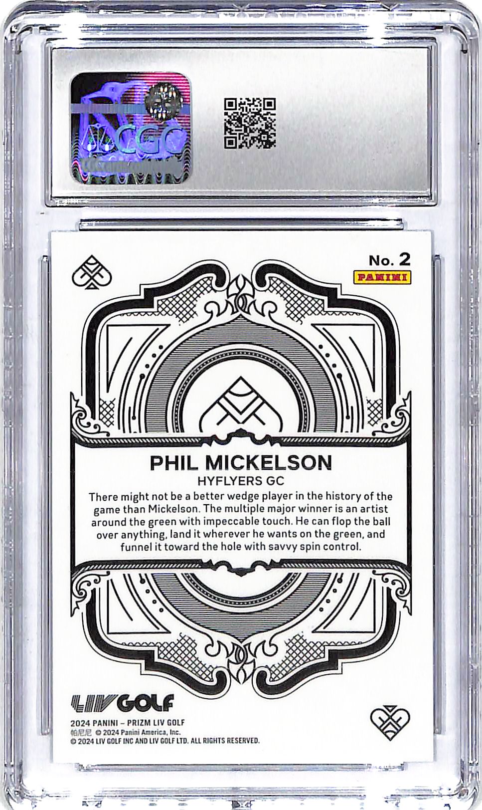 2024 Phil Mickelson Panini Prizm LIV Golf Aces #2 CGC Gem Mint 10