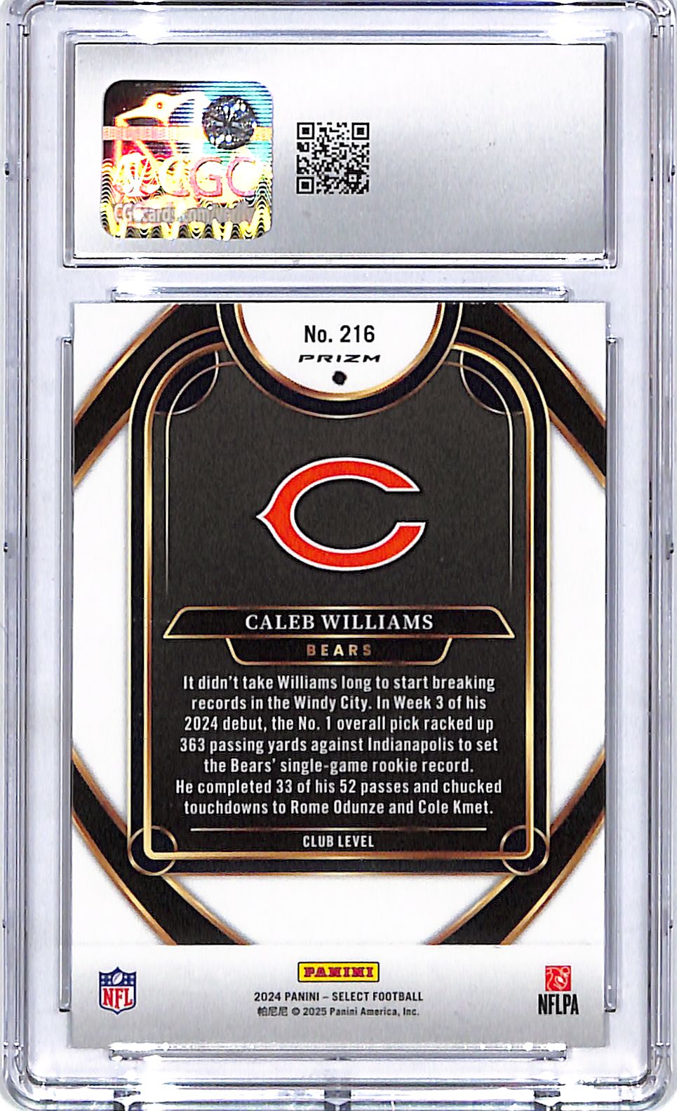 2024 Select Caleb Williams Rookie RC Red Blue Shock CGC 10 Bears