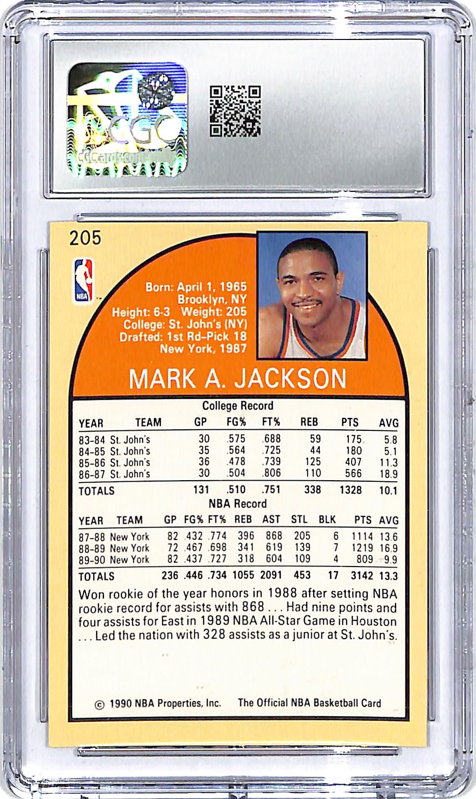 1990-91 Hoops Mark Jackson Menedez Brothers #205 CGC 8 Knicks