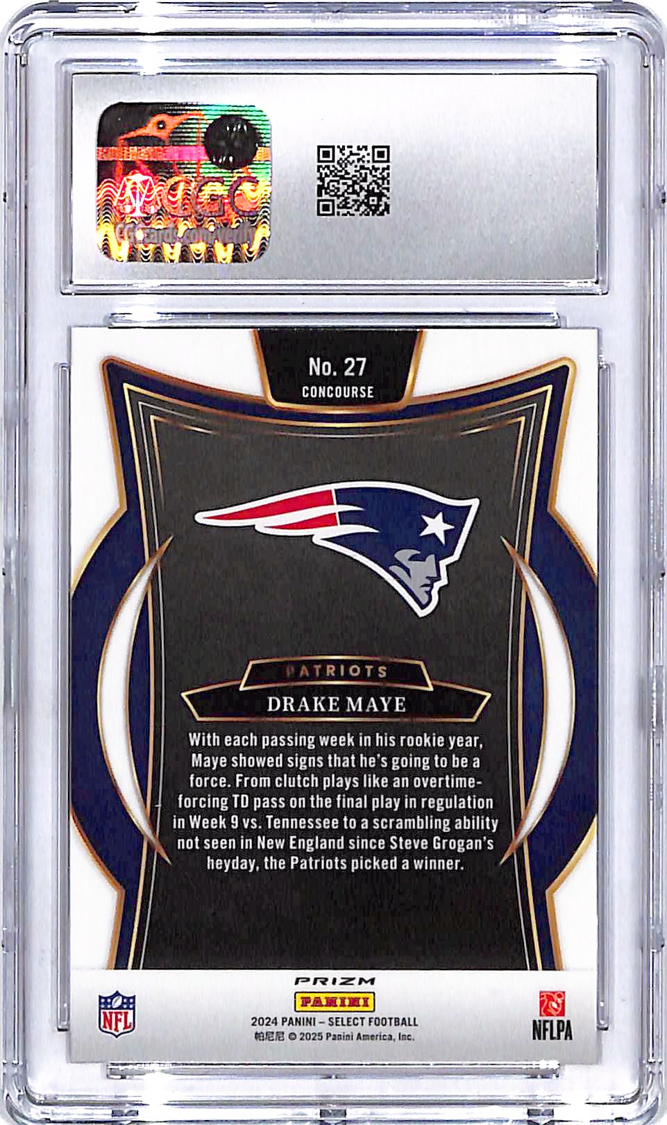 2024 Select Drake Maye Rookie RC Red Black Shock #27 CGC 9.5 Patriots