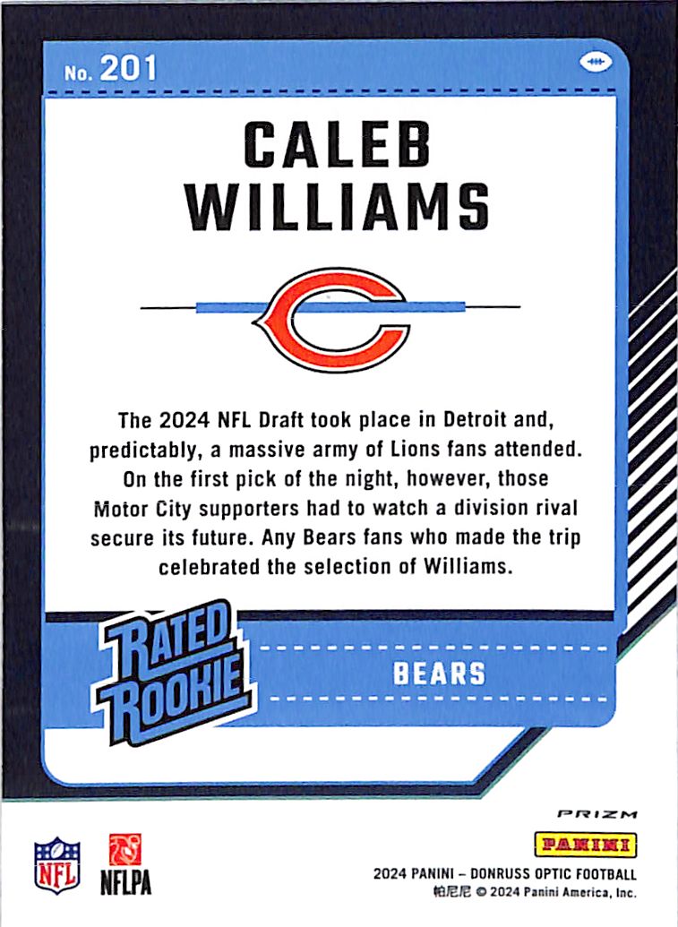 2024 Donruss Optic Caleb Williams Rated Rookie RC Holo Bears