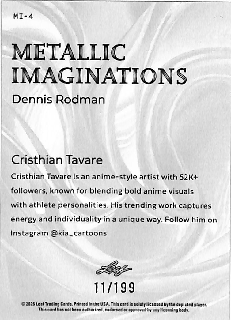 2026 Leaf Metallic Imaginations Dennis Rodman Red /199