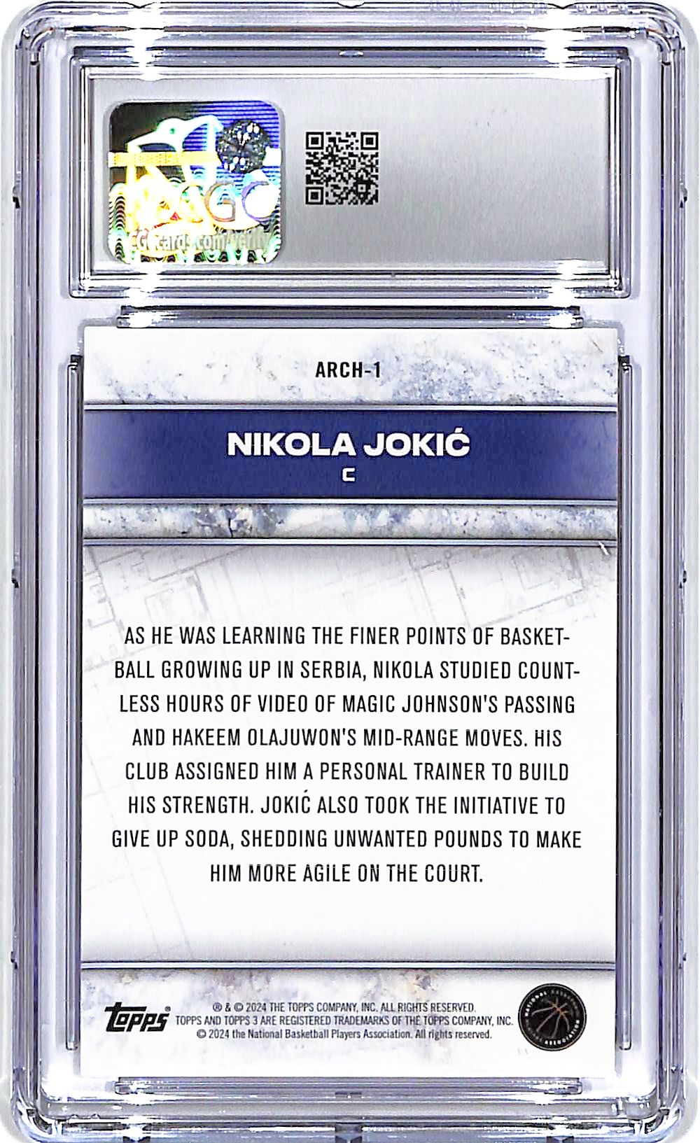 2023-24 Topps Three Nikola Jokic Architects Blue /15 CGC 10 Nuggets