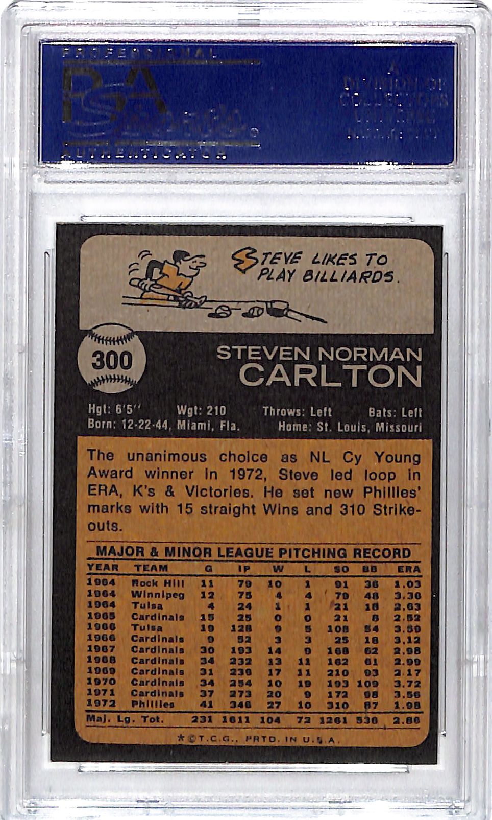1973 Topps Steve Carlton #300 PSA 8 Phillies