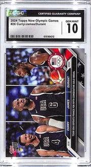 2024 Topps Now Olympic Games Lebron James Kevin Durant Steph Curry #26 CGC 10