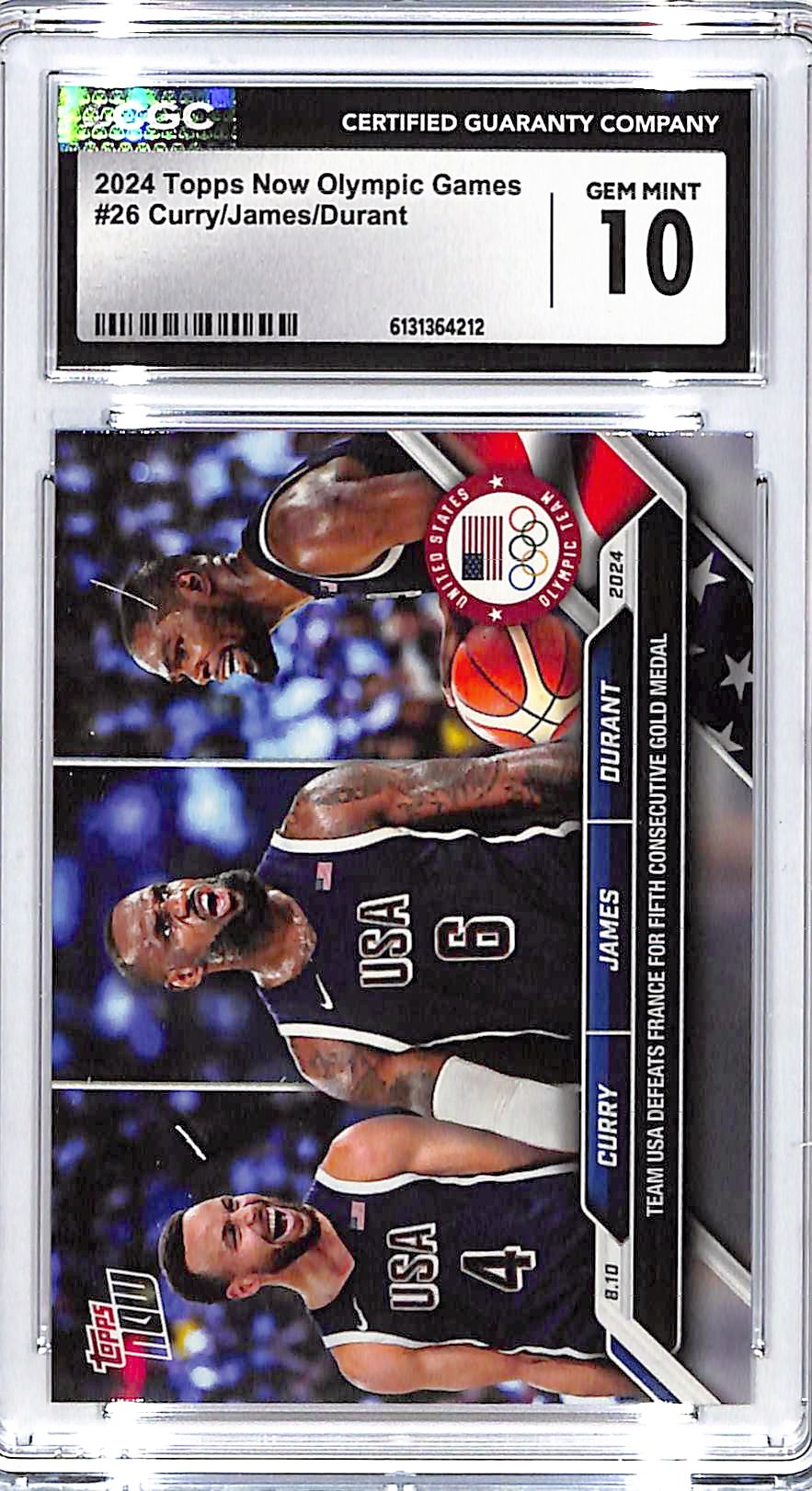 2024 Topps Now Olympic Games Lebron James Kevin Durant Steph Curry #26 CGC 10
