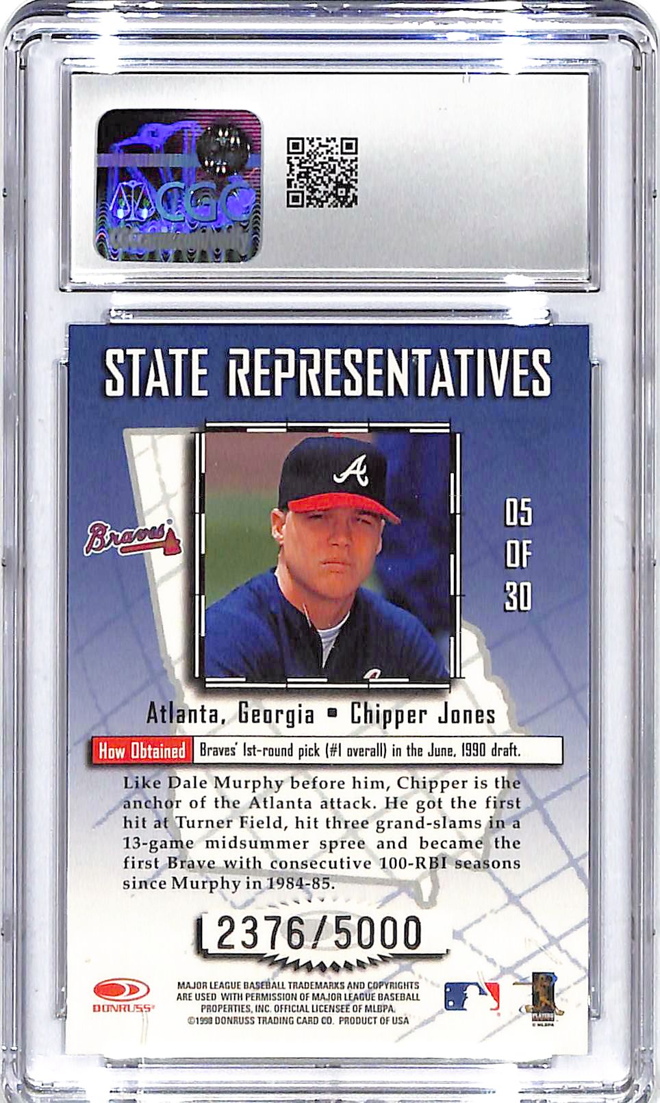 1998 Chipper Jones Leaf State Representatives #05 CGC Mint Plus 9.5