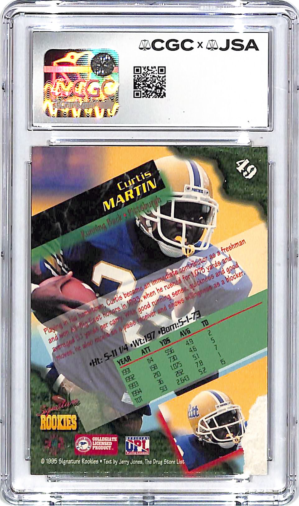 1995 Signature Rookies Curtis Martin Auto Autograph Rookie RC CGC Authentic