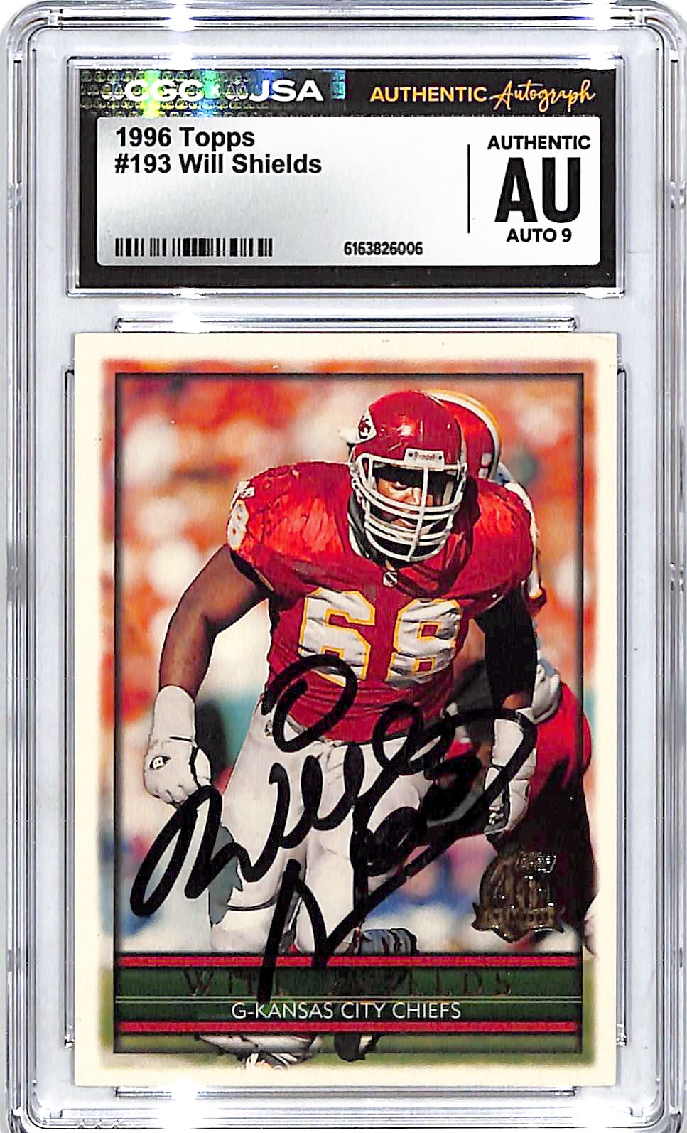 1996 Topps Will Shields Auto Autograph CGC Authentic Chiefs