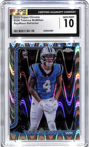 2025-26 Topps Chrome Tetairoa McMillan Rookie RC RayWave Refractor CGC 10 Panthers