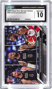 2024 Topps Now Olympic Games Lebron James Kevin Durant Steph Curry #26 CGC 10