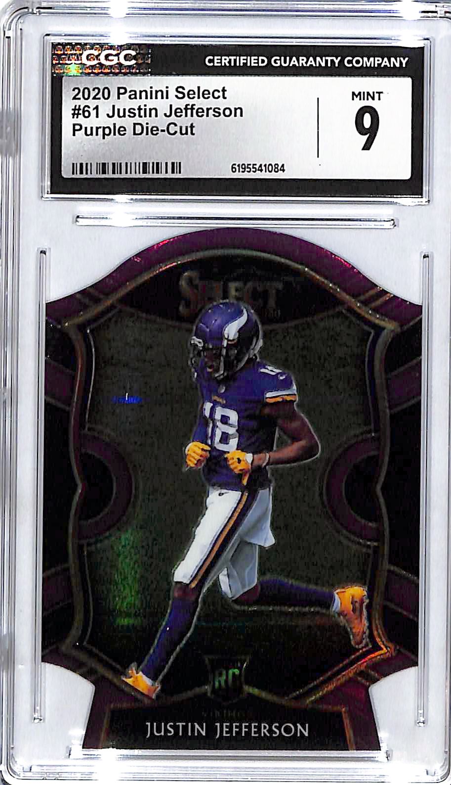 2020 Select Justin Jefferson Rookie RC Purple Die Cut CGC 9 Vikings
