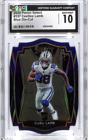 2020 Select CeeDee Lamb Rookie RC Blue Die Cut CGC 10 Cowboys