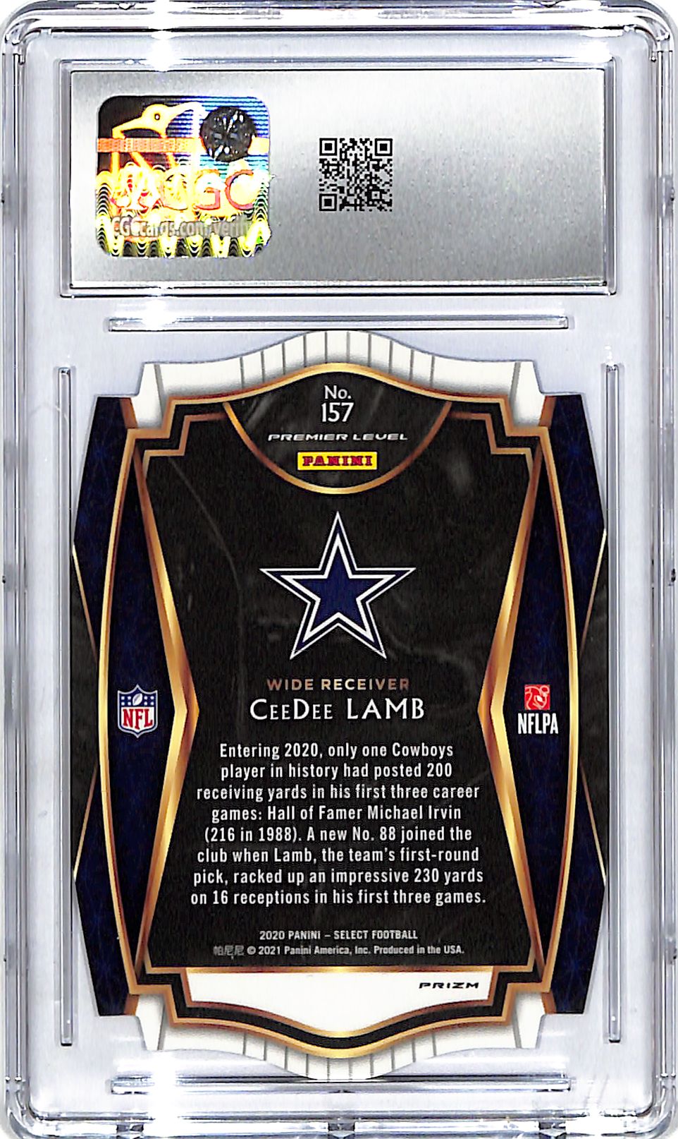 2020 Select CeeDee Lamb Rookie RC Blue Die Cut CGC 10 Cowboys