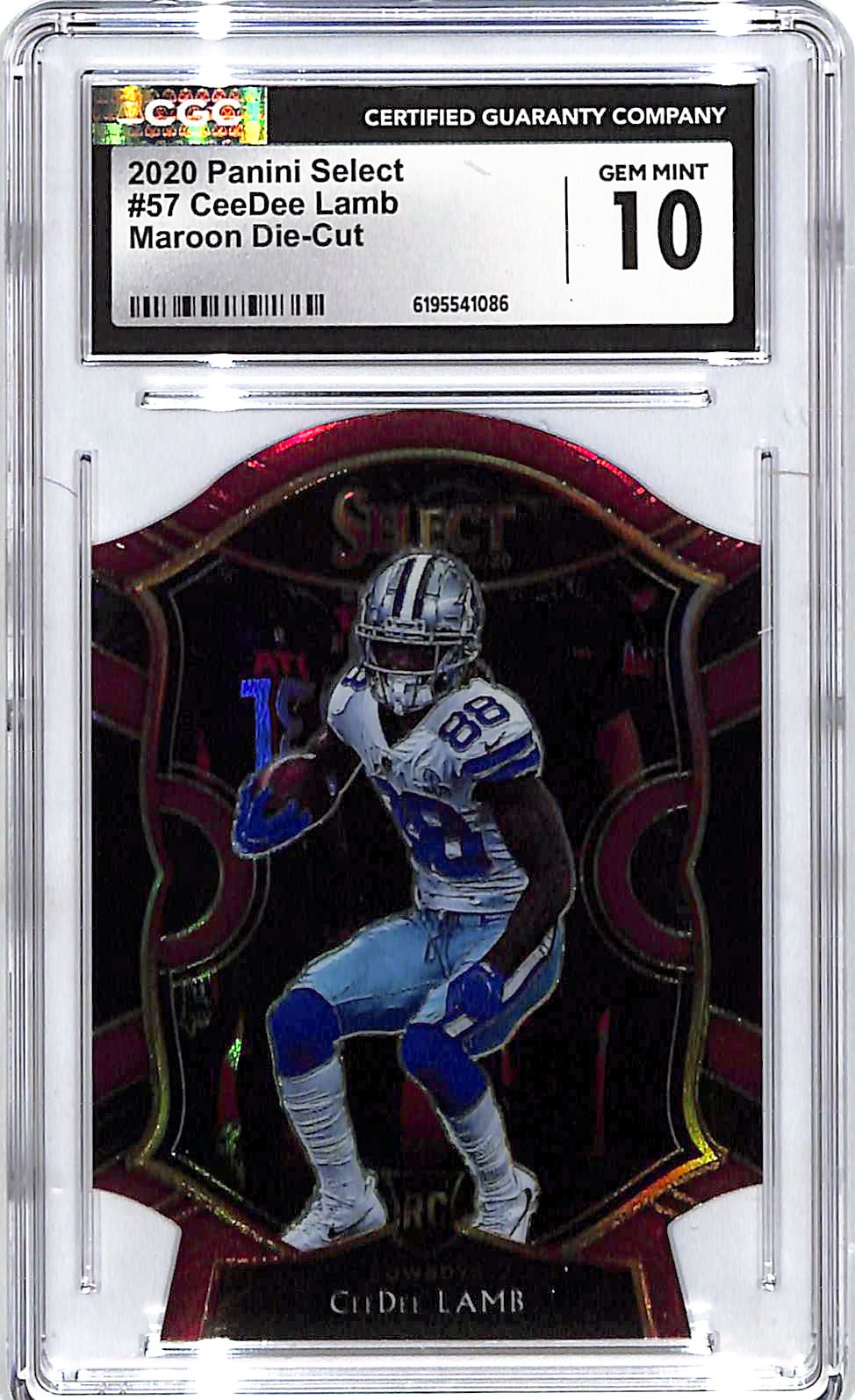 2020 Select CeeDee Lamb Rookie RC Maroon Die Cut CGC 10 Cowboys