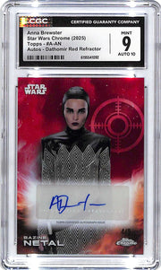 2025 Topps Chrome Star Wars Bazine Netal Anna Brewster Auto Autogrpah Red CGC 9 /5 Refractor