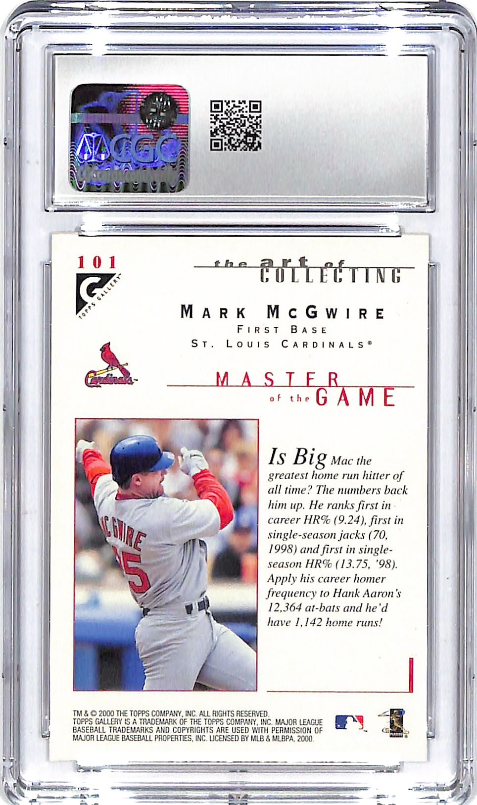 2000 Mark McGwire Topps Gallery #101 CGC Mint Plus 9.5