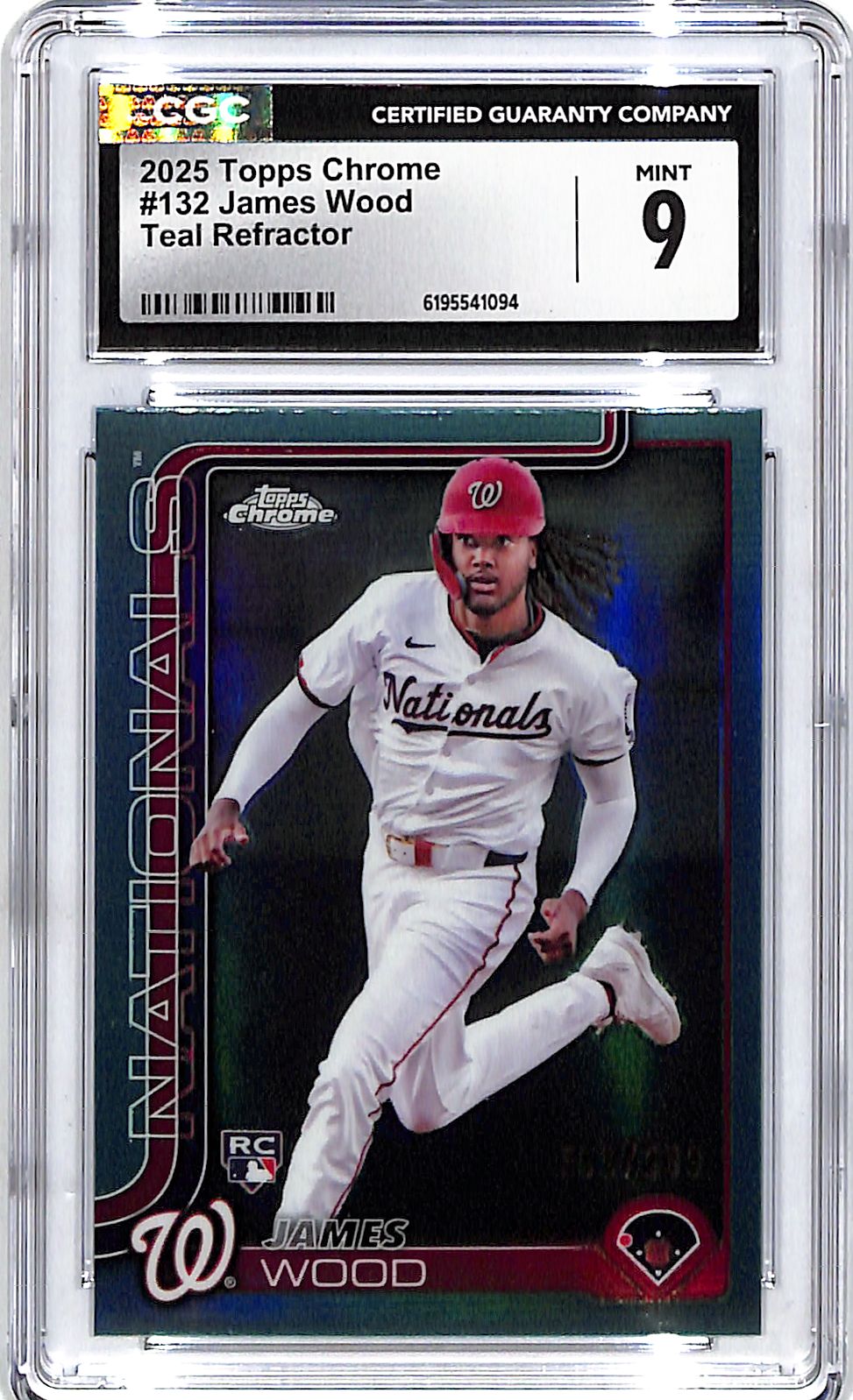 2025 Topps Chrome James Wood Rookie RC Teal Refractor /299 CGC 9 Nationals