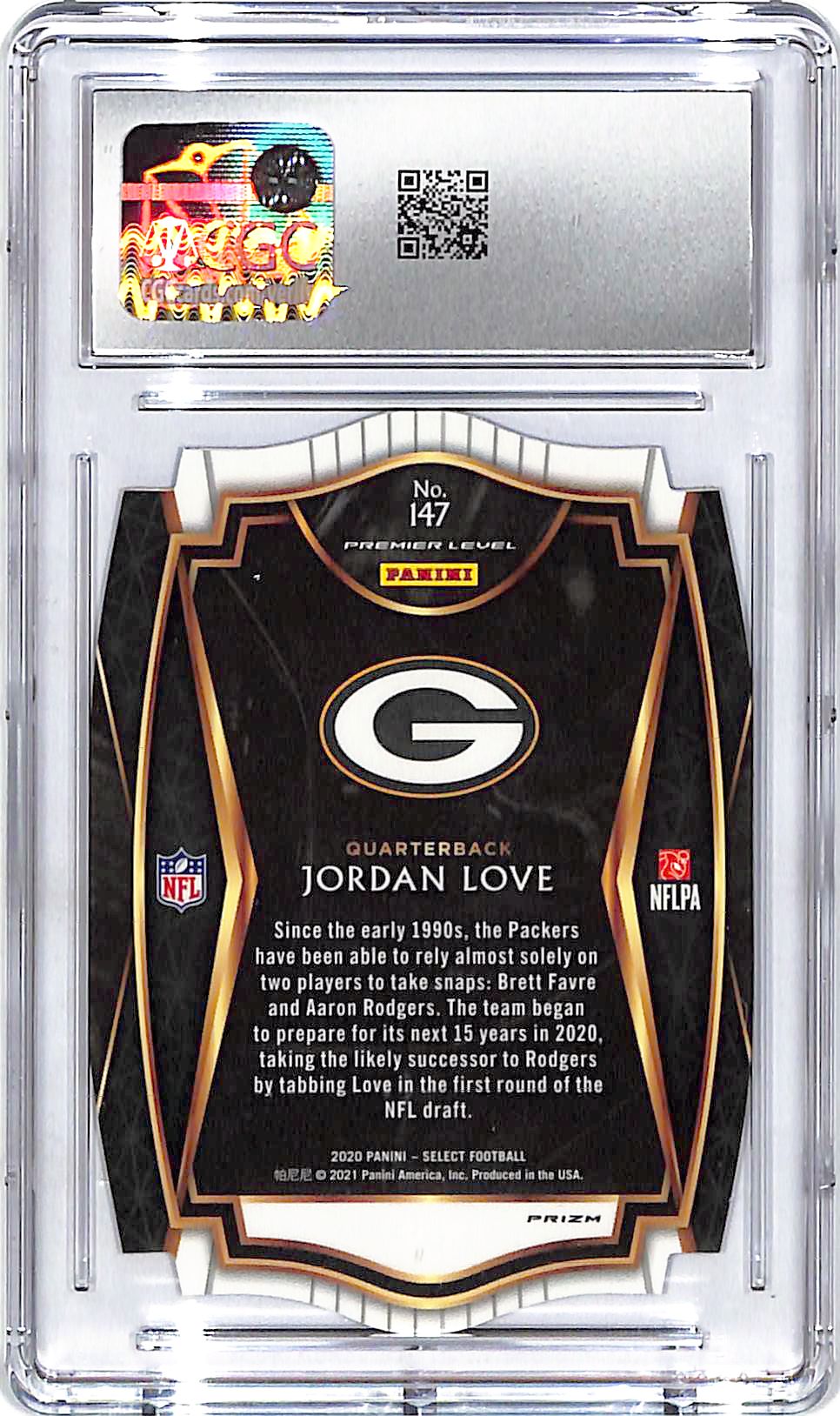 2020 Select Jordan Love Rookie RC Purple Die Cut CGC 9 Packers