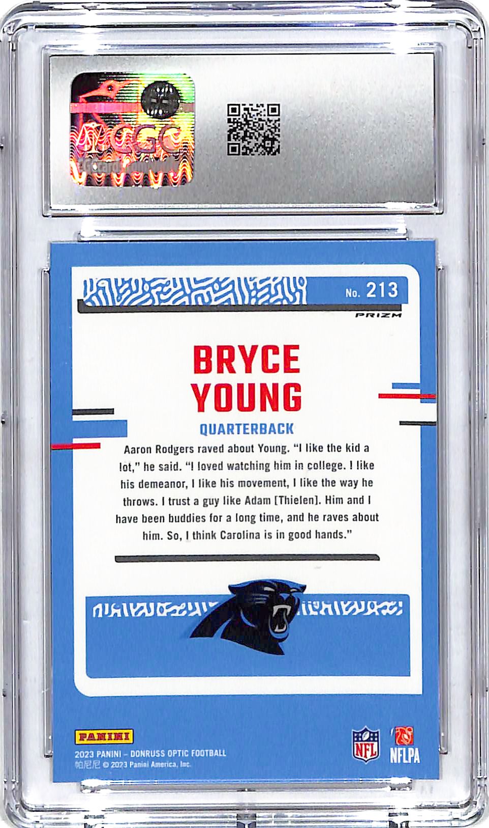 2023 Donruss Optic Bryce Young Rated Rookie RC Holo CGC 10 Panthers