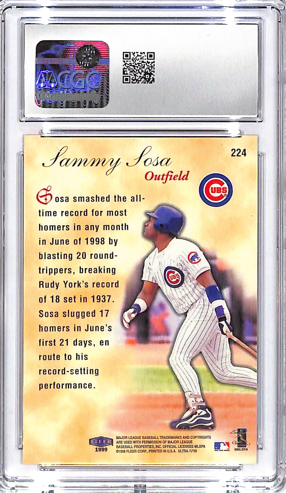 1992 Sammy Sosa Fleer Ultra #224 CGC Mint Plus 9.5