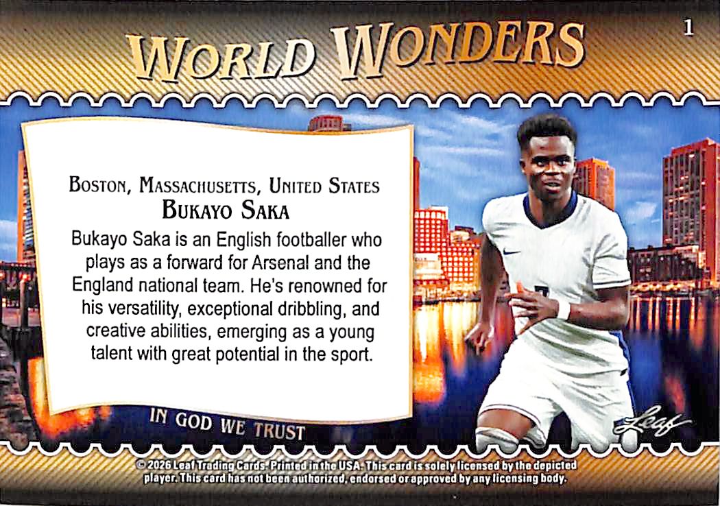 2026 Leaf World Wonders Bukayo Saka Pink /25 England