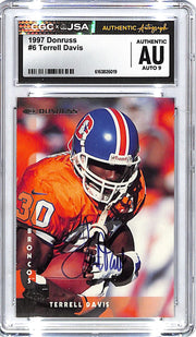 1997 Donruss Terrell Davis Auto Autograph CGC Authentic Broncos