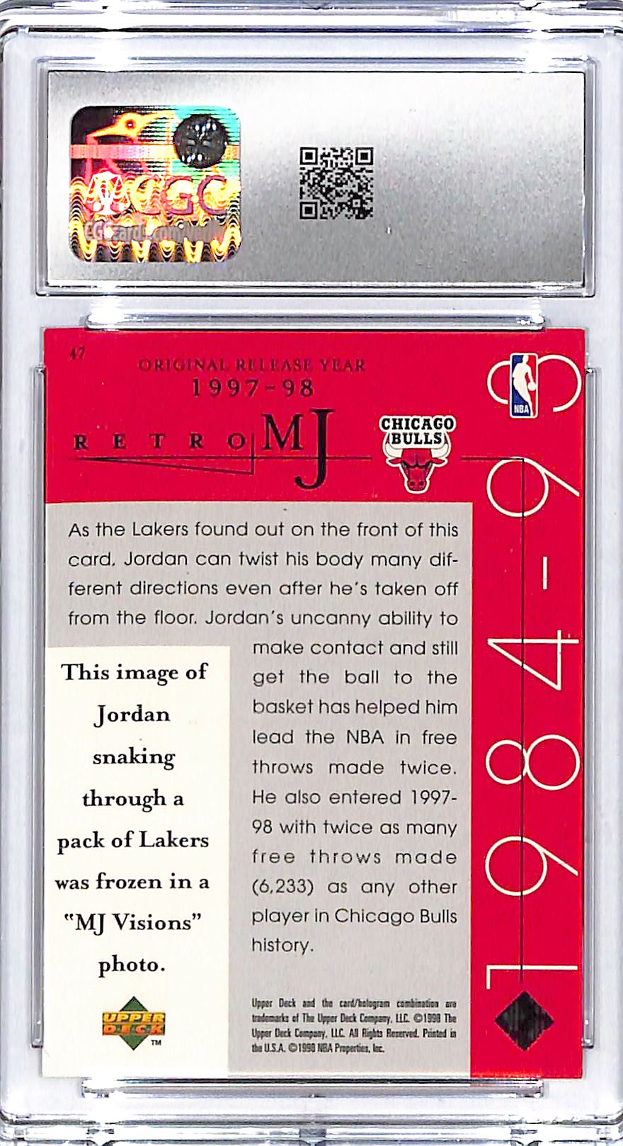 1998 Upper Deck MJ Career Collection Michael Jordan #47 CGC 10 Bulls