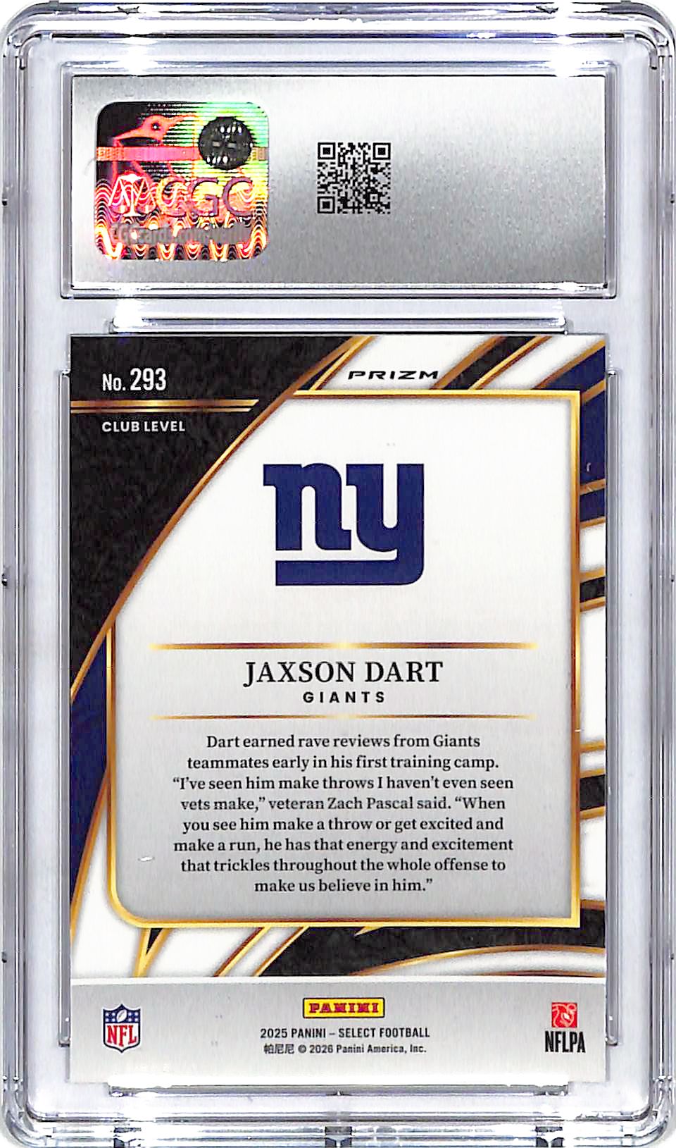 2025 Select Jaxson Dart Rookie RC Silver CGC 10 Giants