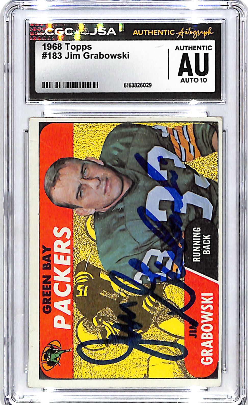 1968 Topps Jim Grabowski Auto AutograpH CGC Authentic Packers