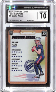 2024 Donruss Optic Drake Maye Passing Grade Rookie RC #4 CGC 10 Patriots