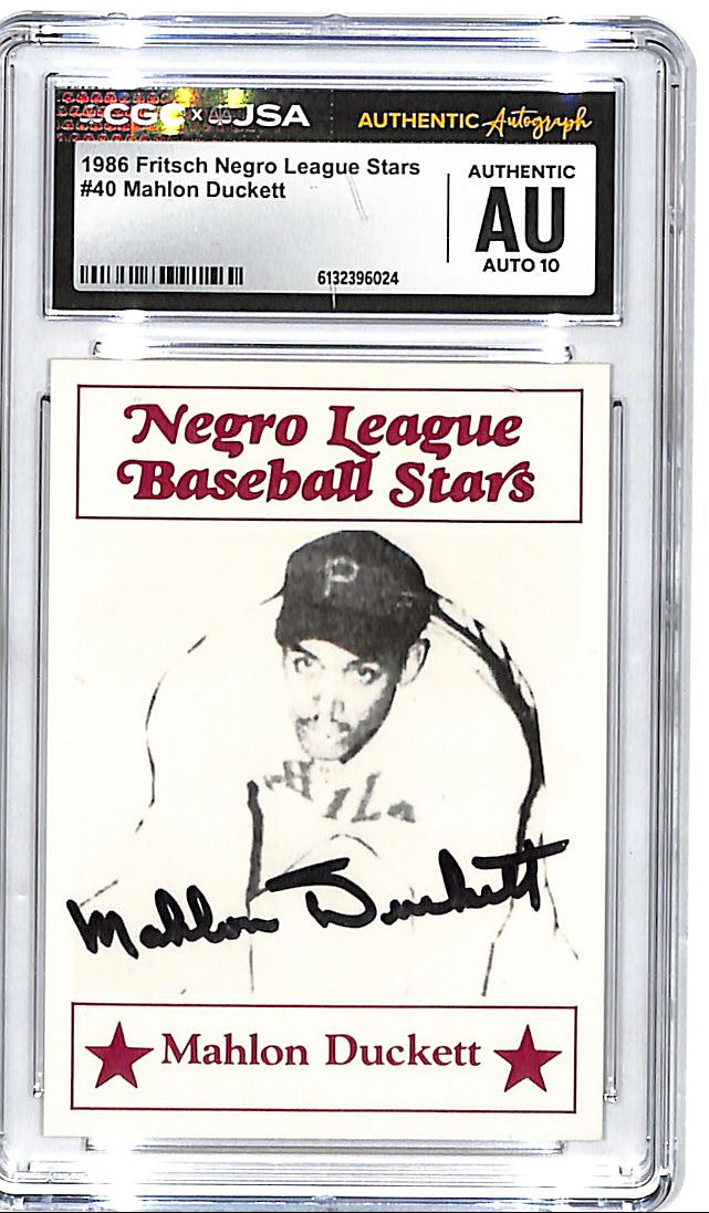 1986 Fritsch Negro League Stars Mahlon Duckett Auto Autograph CGC Authentic