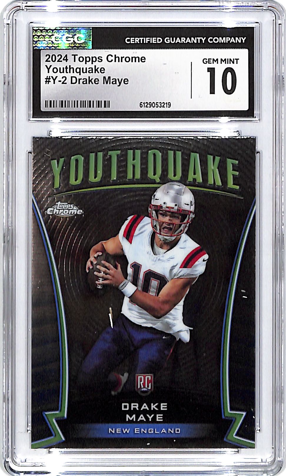 2024 Topps Chrome Drake Maye Youthquake Rookie RC CGC 10 Patriots