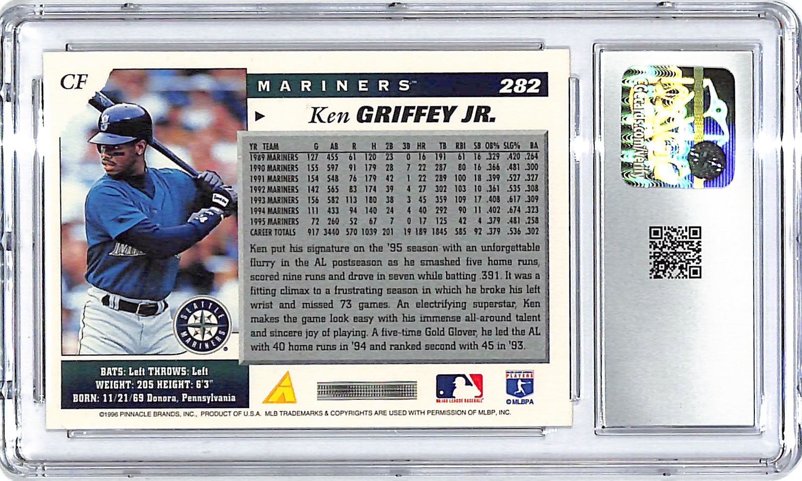 1996 Score Ken Griffey Jr #282 CGC 9.5 Mariners
