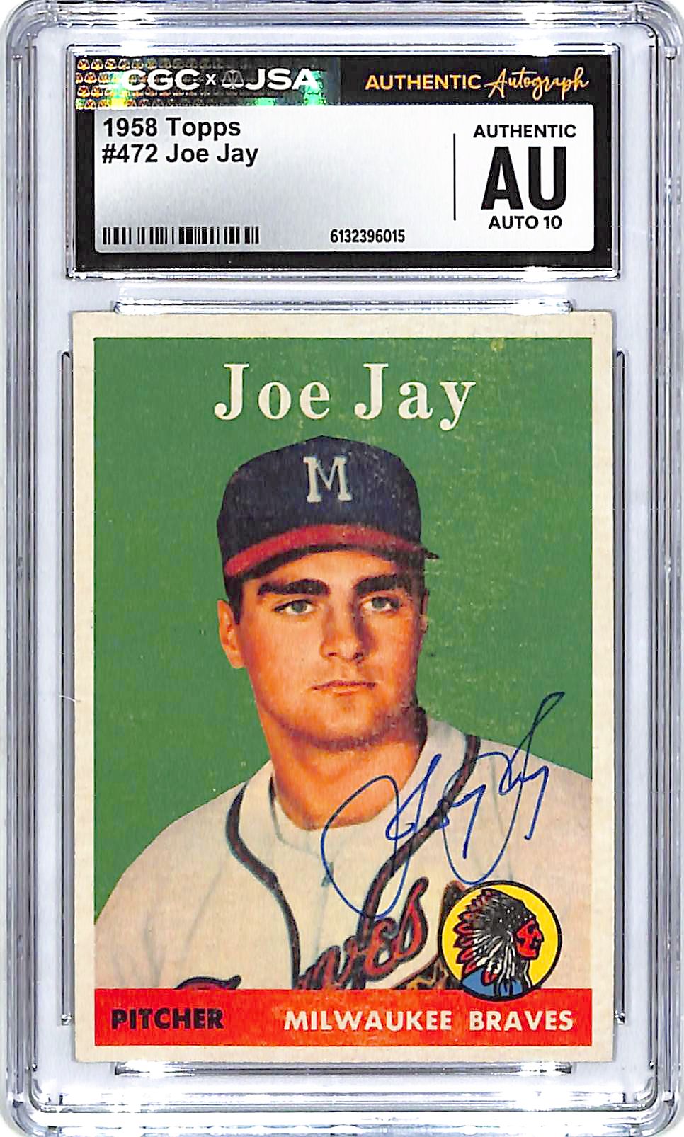 958 Topps Joe Jay Auto Autograph CGC Authentic Braves