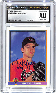 1991 Bowman Mike Mussina Auto Autograph CGC Authentic Orioles