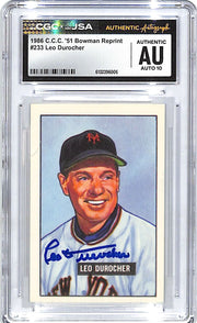 1986 C.C.C. 51 Bowman Reprint Leo Durocher Auto Autograph CCG Authentic Mets