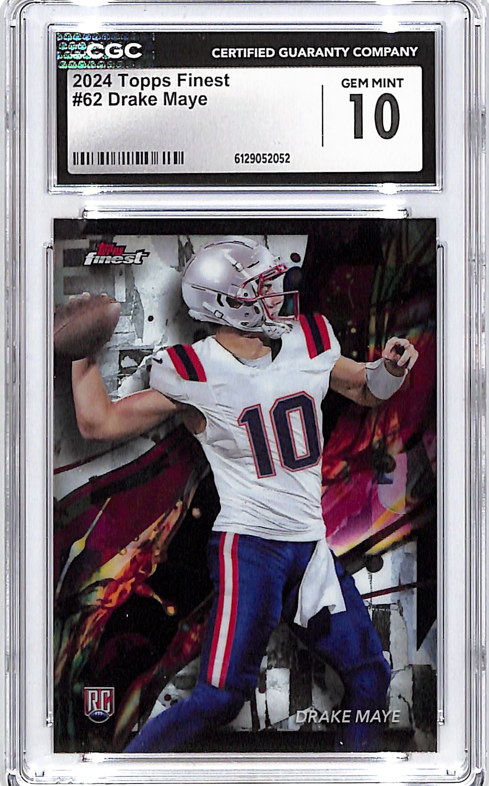 2024 Topps Finest Drake Maye Rookie RC #62 CGC 10 Patriots