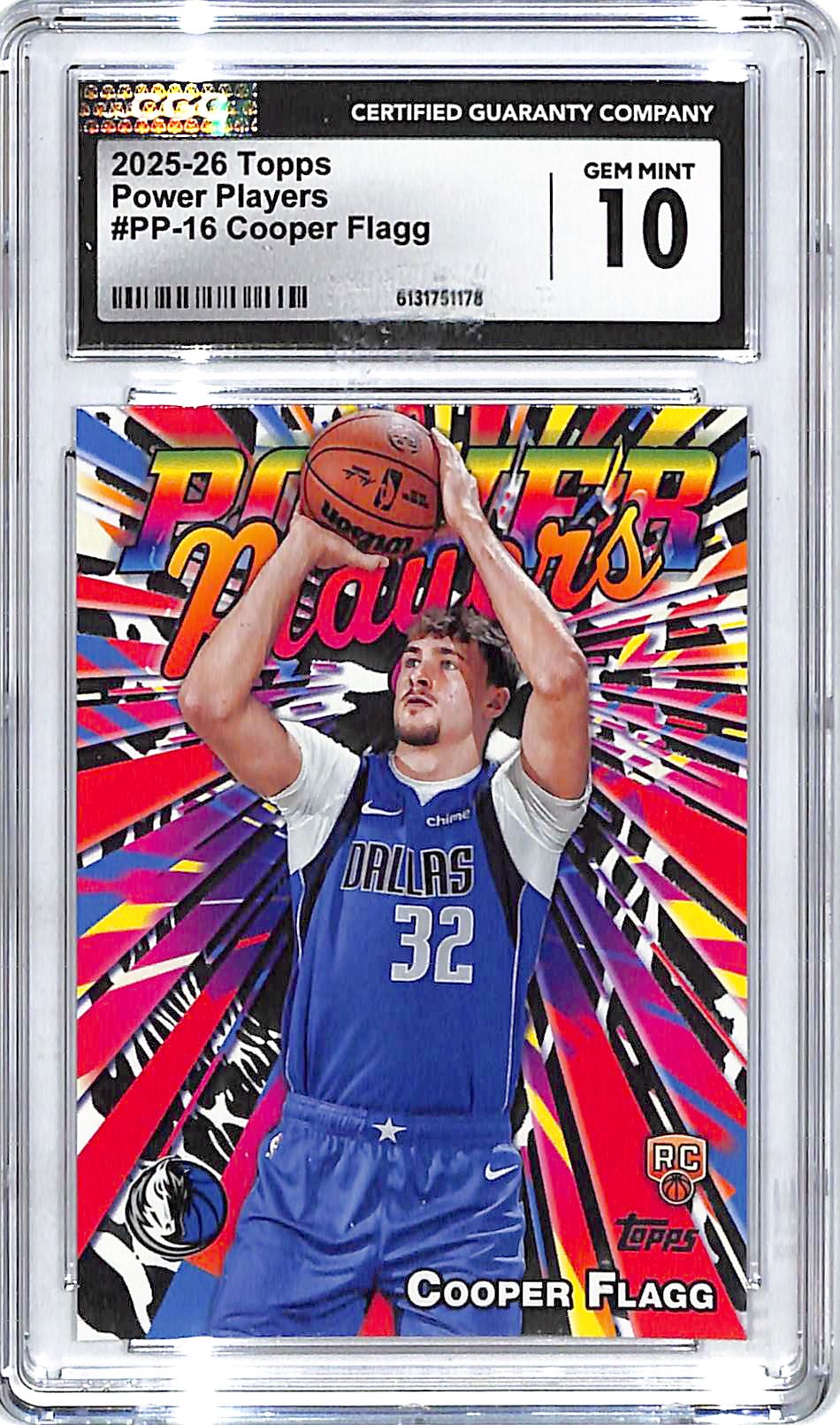 2025-26 Topps Cooper Flagg Power Players Rookie RC CGC 10 Mavericks