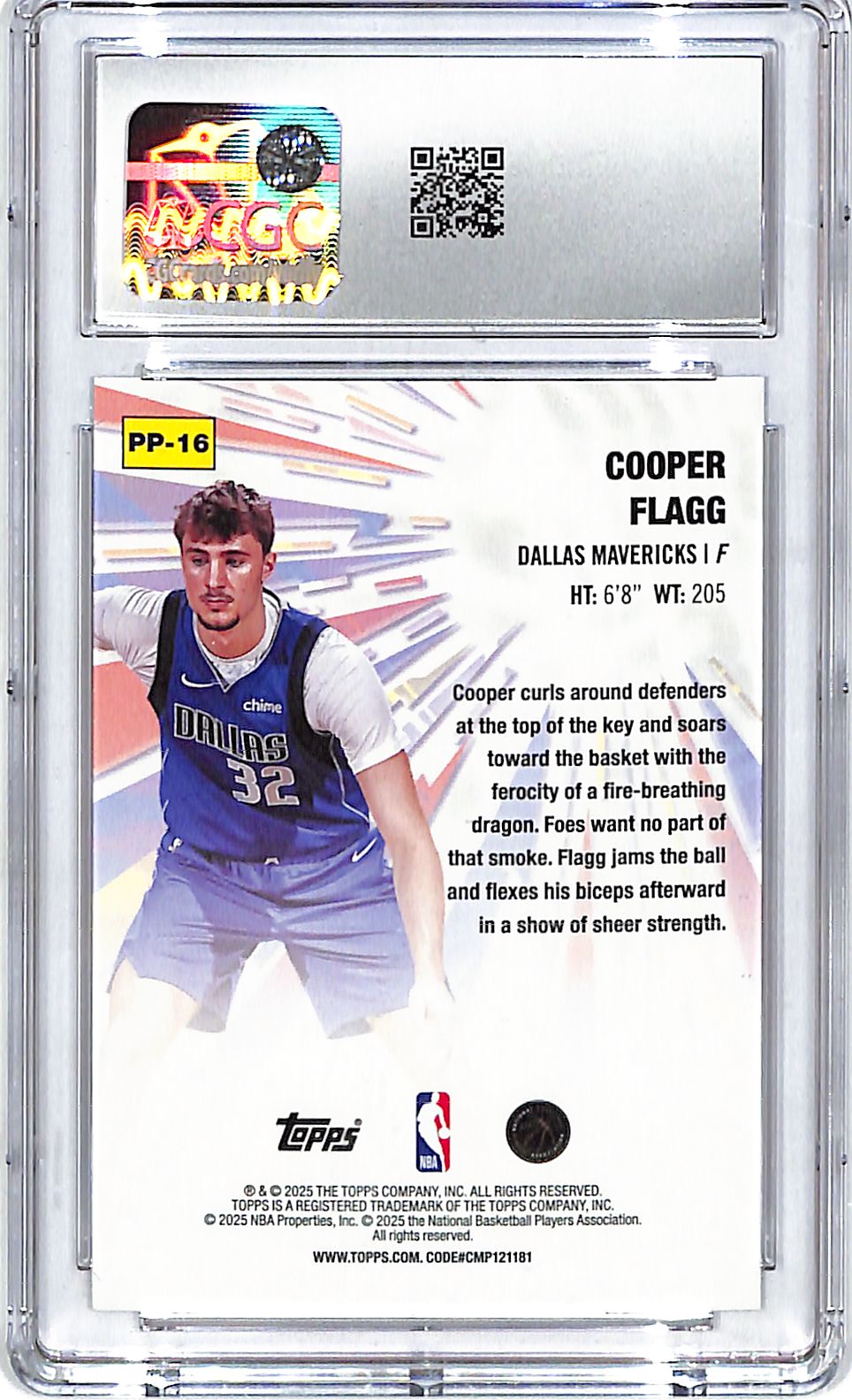 2025-26 Topps Cooper Flagg Power Players Rookie RC CGC 10 Mavericks