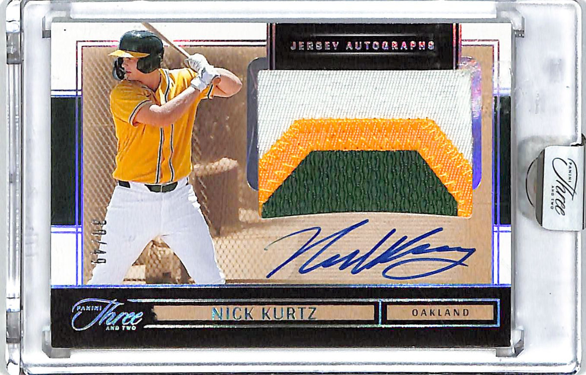 2025 Panini Three and Two Nick Kurtz Auto Autograph Rookie RC Patch Jersey /49 Athletics