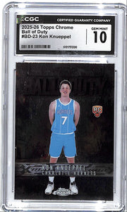 2025-26 Topps Chrome Kon Knueppel Ball of Duty Rookie RC CGC 10 Hornets
