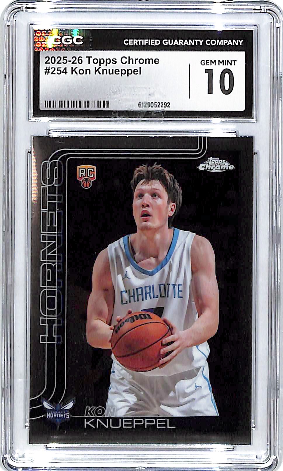 2025-26 Topps Chrome Kon Knueppel Rookie RC #254 CGC 10 Hornets