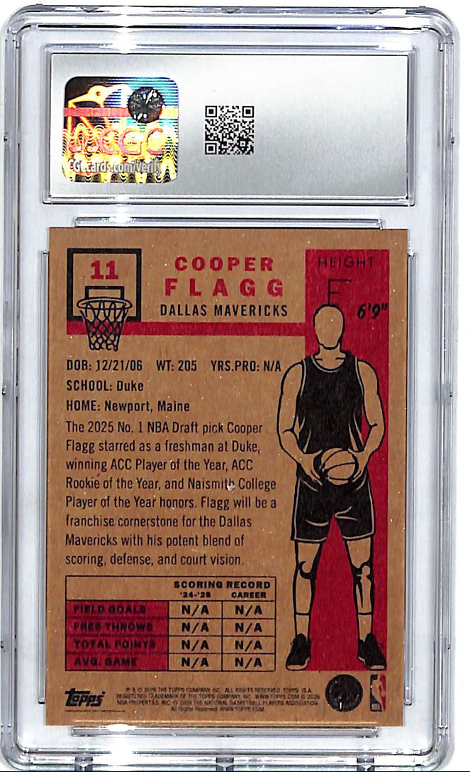2025-26 Topps Living Set Cooper Flagg Rookie RC #11 CGC 9.5 Mavericks