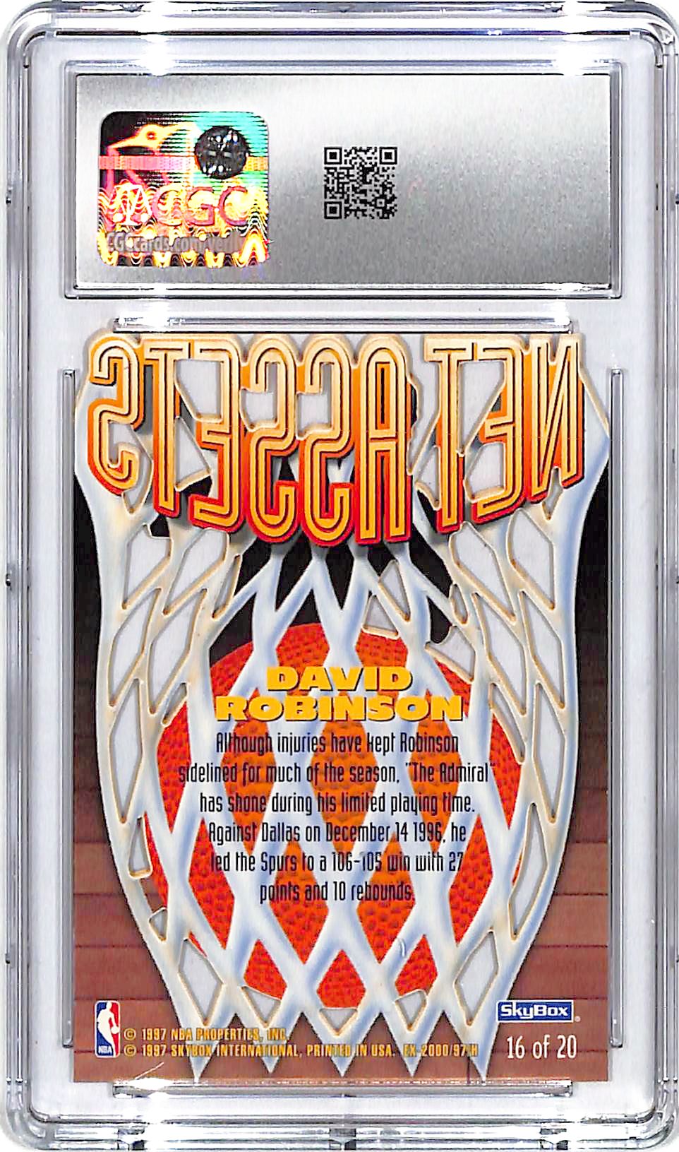 1996-97 Skybox E-X2000 David Robinson Net Assets CGC 7 Spurs