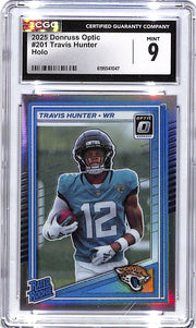 2025 Donruss Optic Travis Hunter Rated Rookie RC Holo #201 CGC 9 Jaguars