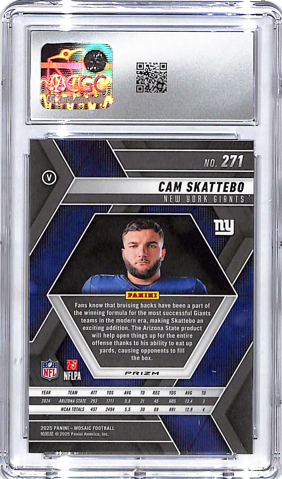 2025 Mosaic Cam Skattebo Rookie Variation Silver RC CGC 10 Giants
