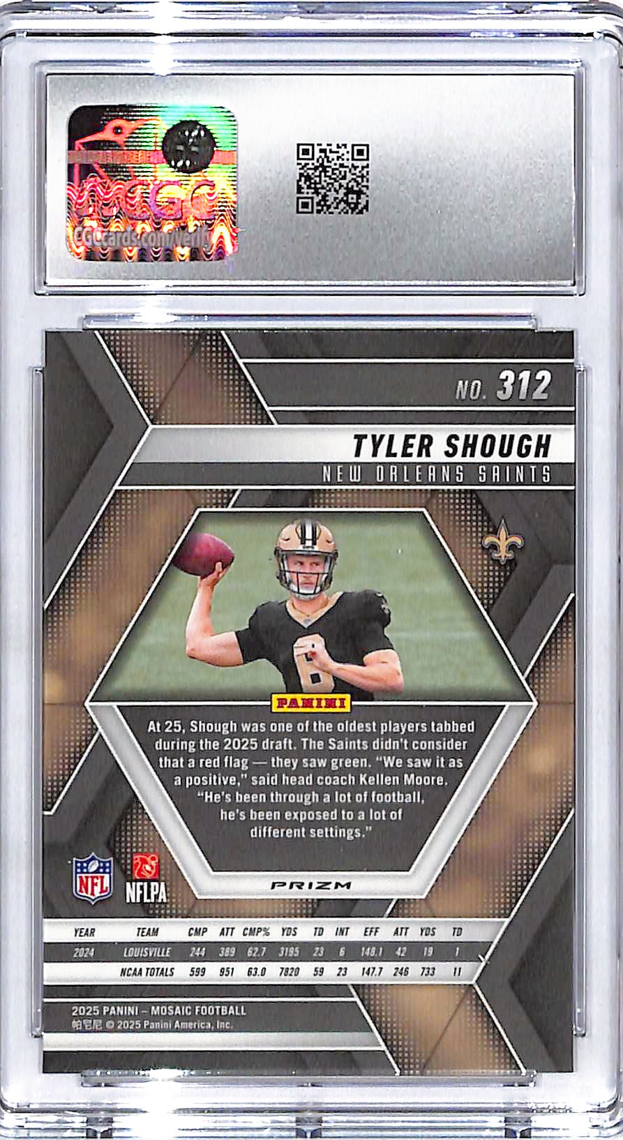 2025 Mosaic Tyler Shough Rookie RC Silver CGC 10 Saints