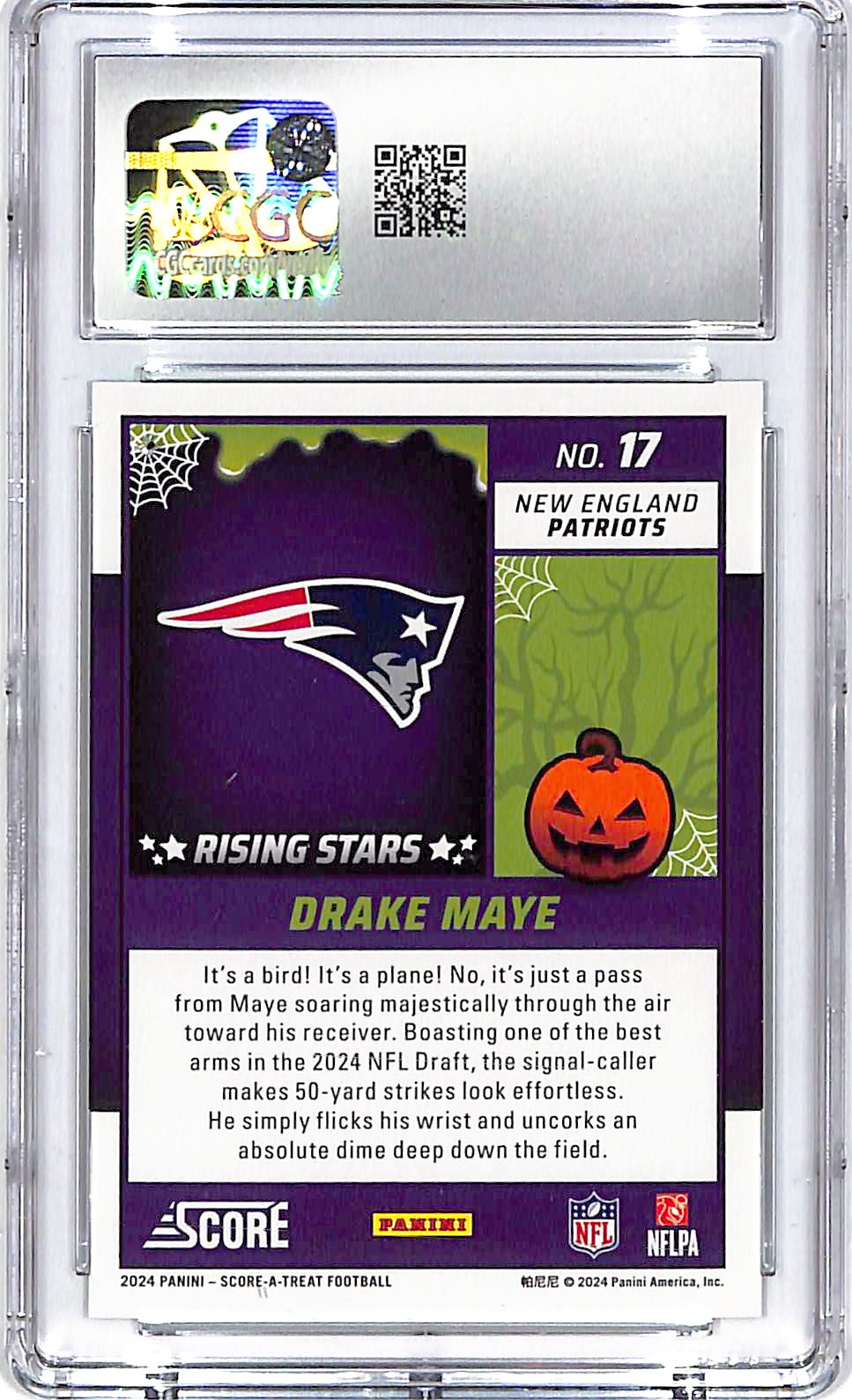 2024 Score A Treat Drake Maye Rising Stars Green Bats Rookie RC CGC 10 Patriots